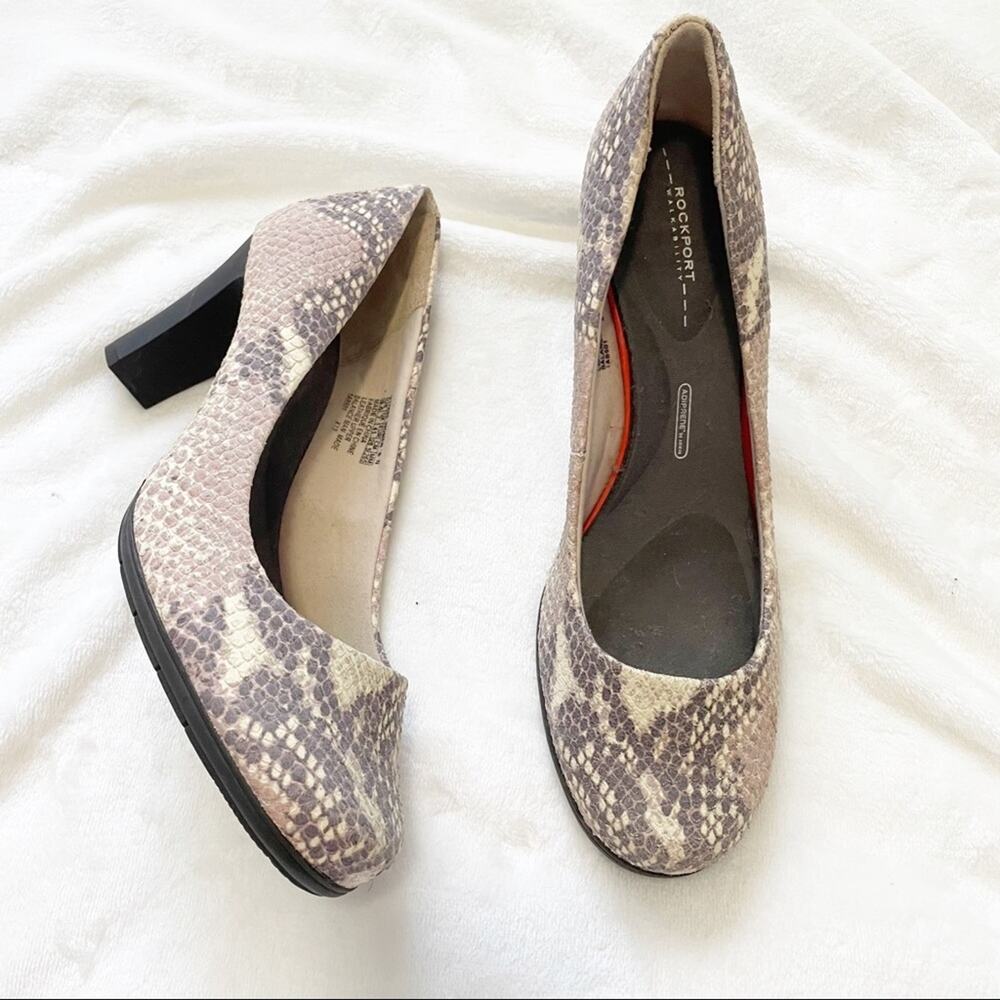 Rockport Adiprene Adidas snake print block heels comfort leather size 9.5